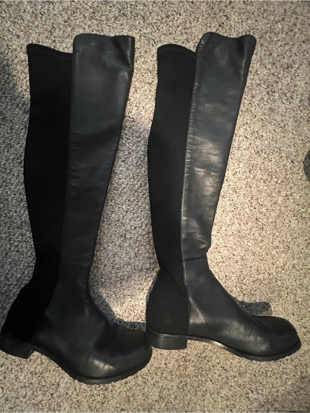 Stuart Weitzman Black Over-the-Knee Stretch Leather Boots